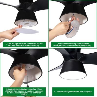15W 100MM موتور نور LED برای اتاق غذاخوری 120V پانل فن سقف کیت بازسازی با ماژول های DOB LED جایگزین چراغ فن سقف