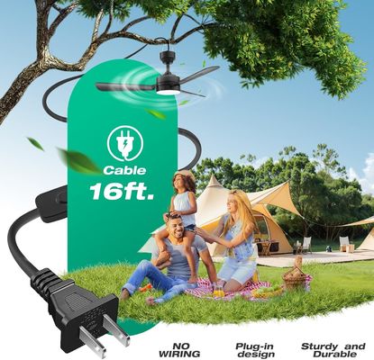 فن های سقف با چراغ،36 اینچ لامپ لامپ LED با قلاب آویزان شده، فن سقف نوع قلاب،نور لامپ فلک در سقف،40W،3000-6500k،کنترول از راه دور،فنت قابل حمل برای تخت کمپینگ،پتیو،(سیاه) N DFFFFFN`