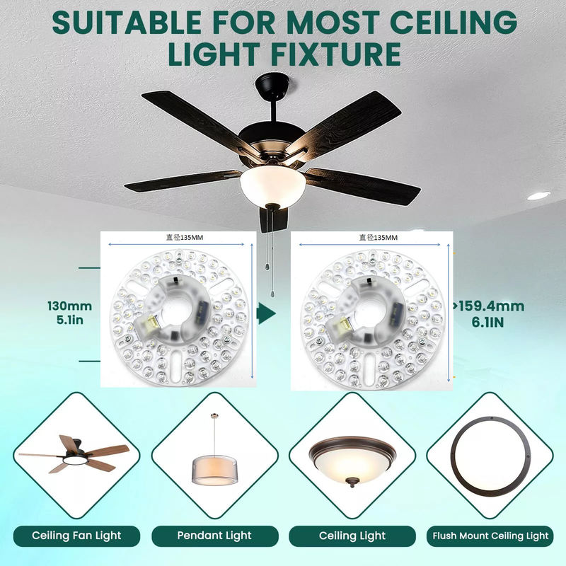 5.3 ️ چراغ LED فن سقف جهانی جایگزین فن سقف فلش چراغ سقف نصب ، 22W 5CCT 3000K 4000K 6000K 1500LM CRI90 Dimmable