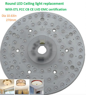 270 میلی متر روشنایی دایره ای LED تعویض 120v آلومینیوم با گواهینامه FCC,ETL,CB,CE,LVD,EMC